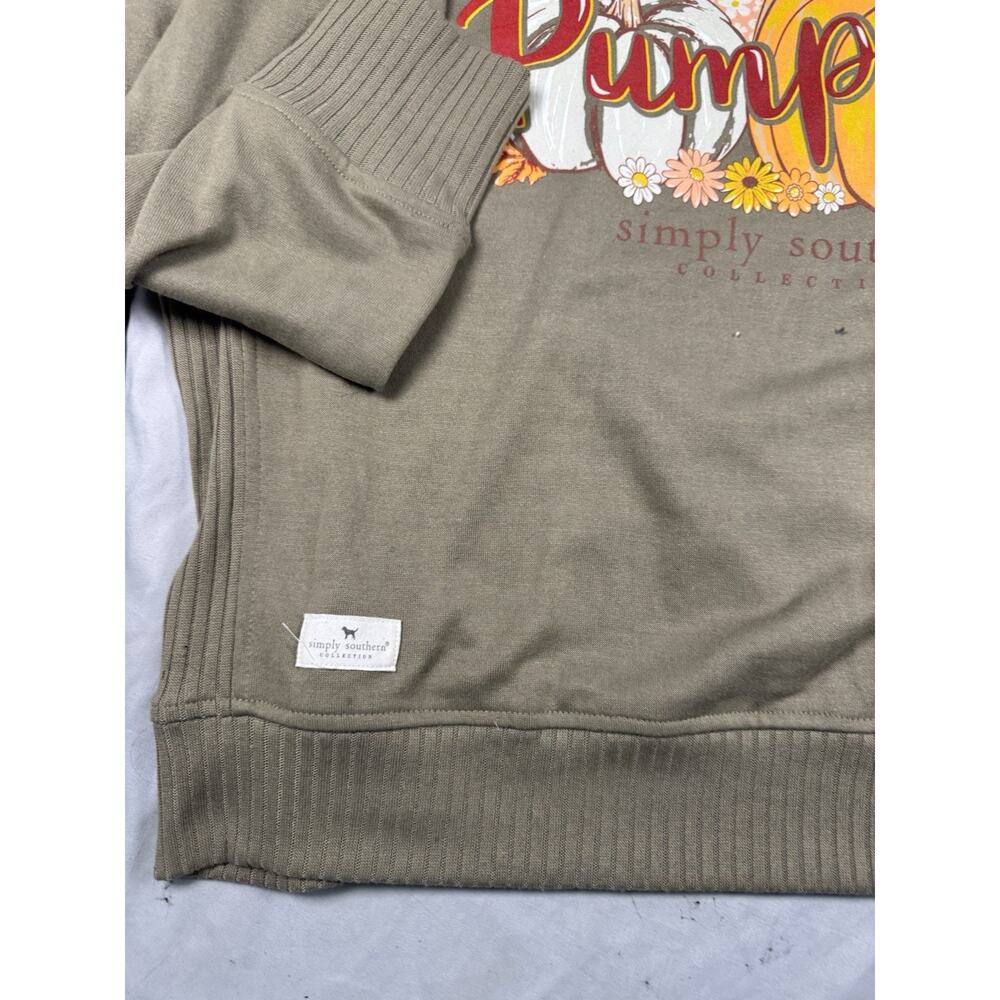 Simply Southern Hey Pumpkin Graphic Sweatshirt Olive Green Women’s XL - Picture 11 of 13